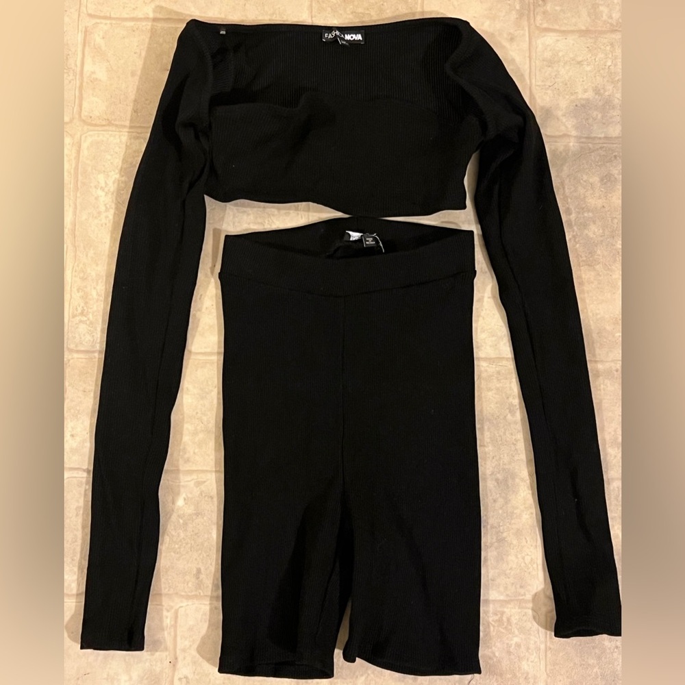 Two-piece biker short set